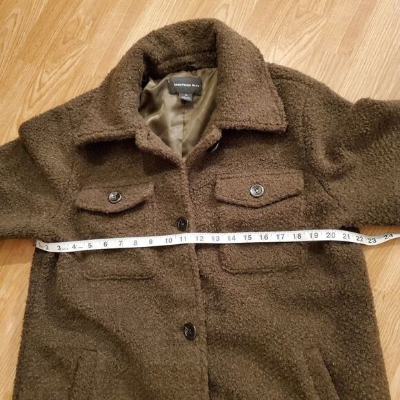 Something Navy Berber Faux Shearling Shirt Jacket - Picture 9 of 13